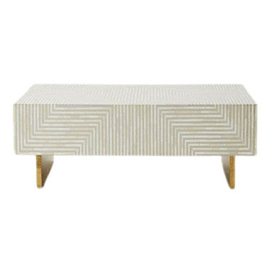Bone Inlay Rectangular Coffee Table : Stripe : Grey