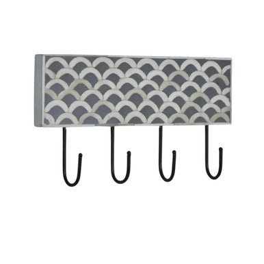 Bone Inlay Small Wall Hook :  Fishscale : Grey