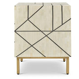 Bone Inlay Bedside Table : Abstract : White Bone Inlay Bedside Table : Abstract : White