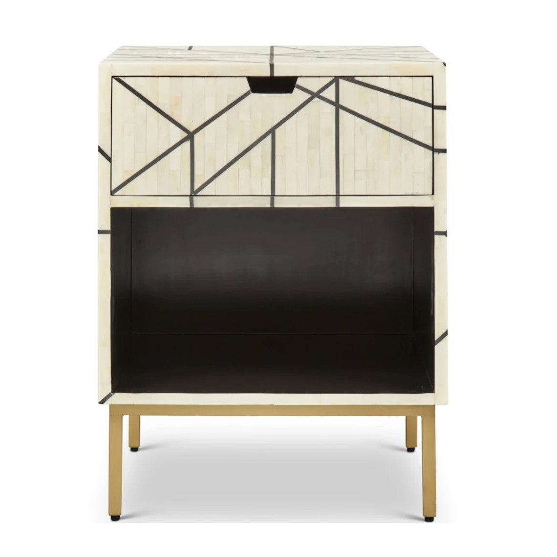 Bone Inlay Bedside Table : Abstract : White Bone Inlay Bedside Table : Abstract : White