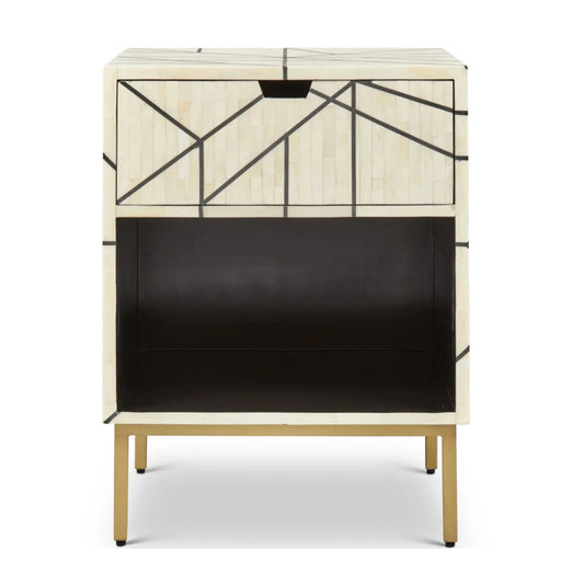 Bone Inlay Bedside Table : Abstract : White