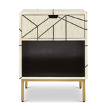 Bone Inlay Bedside Table : Abstract : White Bone Inlay Bedside Table : Abstract : White