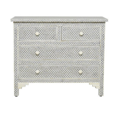 Bone Inlay 4 Drawer Chest : Scallop : Grey