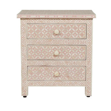 Bone Inlay 3 Drawer Bedside : Starburst : Blush