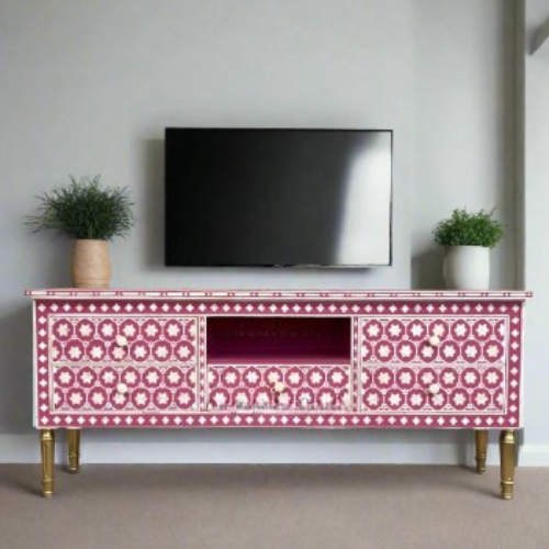 Bone Inlay TV Sideboard : Hexafloral Bone Inlay TV Sideboard : Hexafloral