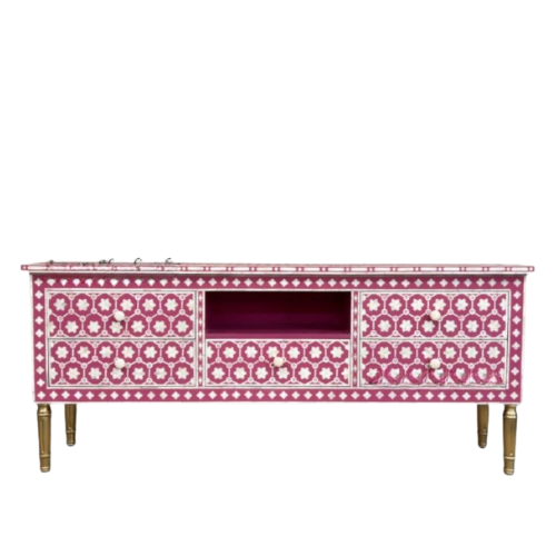 Bone Inlay TV Sideboard : Hexafloral