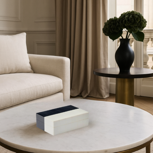 Bone Inlay Rectangular Box : Night and Day : Natural & Black