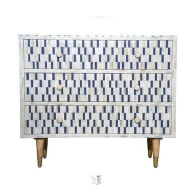 Bone Inlay 3 Drawer Chest : Morse : Indigo