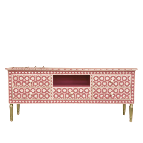 Bone Inlay TV Sideboard : Hexafloral Bone Inlay TV Sideboard : Hexafloral