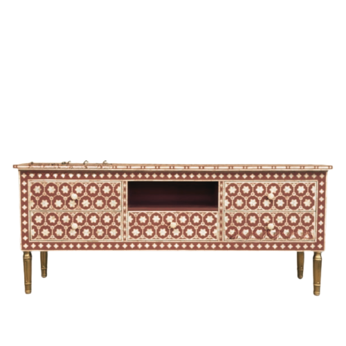 Bone Inlay TV Sideboard : Hexafloral Bone Inlay TV Sideboard : Hexafloral