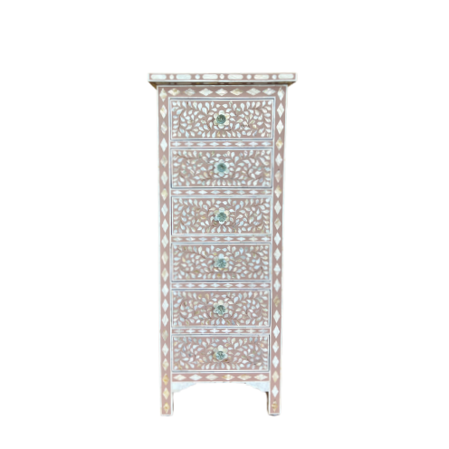 Mother of Pearl Inlay Tallboy : Floral : Blush