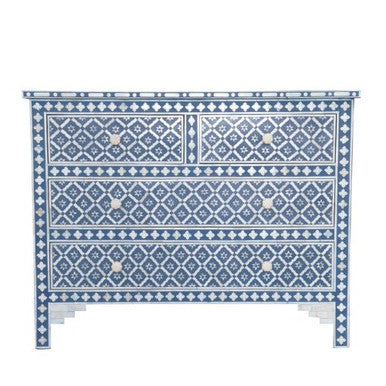 Bone Inlay 4 Drawer Chest : Ogee : Indigo