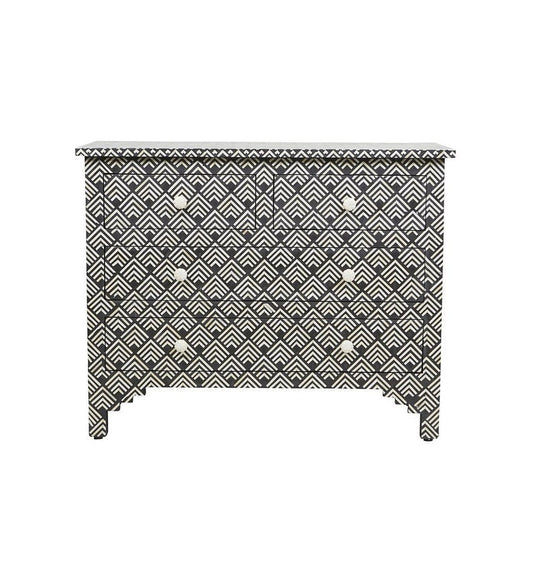 Bone Inlay 4 Drawer Chest : Diamond : Black