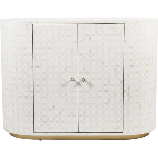 Bone Inlay 2 Door Cabinet : Tara : White