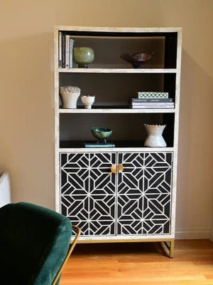 Bone Inlay Buffet and Hutch : Abstract : Black