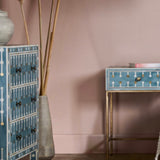 Bone & Brass Inlay Bedside : Mint Bone & Brass Inlay Bedside : Mint