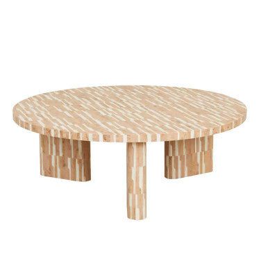 Bone Inlay Round Coffee Table : Keys : Caramel