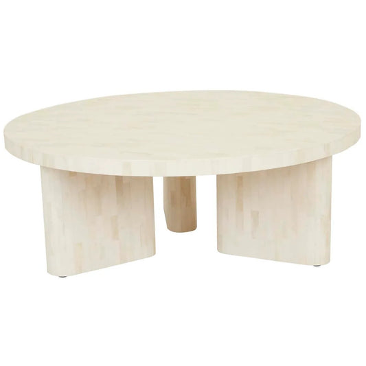 Bone Inlay Round Coffee Table : Brickwork : Natural