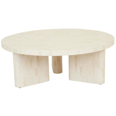 Bone Inlay Round Coffee Table : Brickwork : Natural