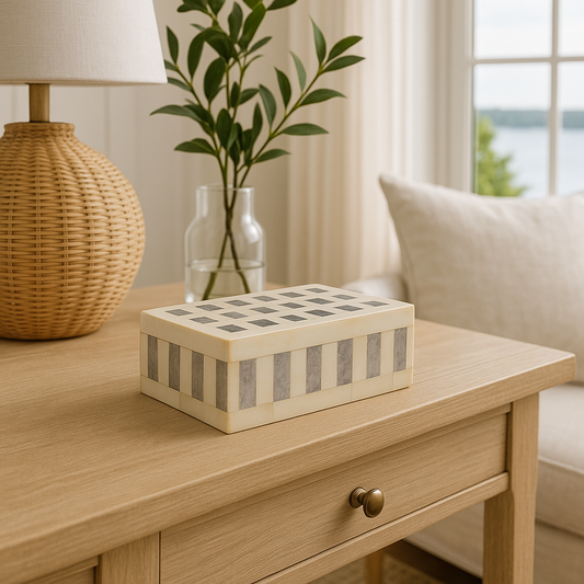 Bone Inlay Small Box : Columns : Grey