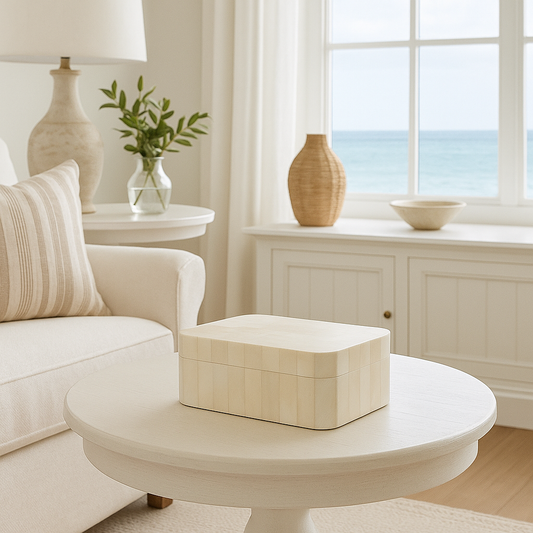 Bone Inlay Box with Rounded Corners : Brickwork : Natural