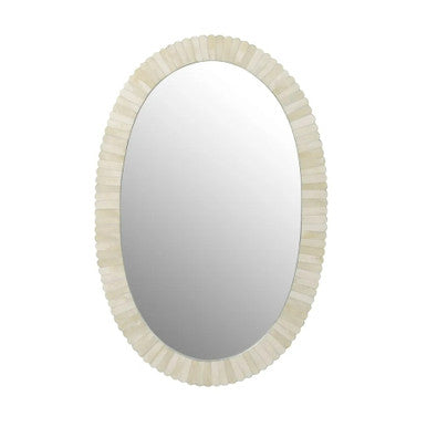 Bone Inlay Oval Mirror : Seashell : White