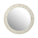 Bone Inlay Round Mirror : Seashell : White Bone Inlay Round Mirror : Seashell : White