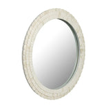 Bone Inlay Round Mirror : Seashell : White Bone Inlay Round Mirror : Seashell : White