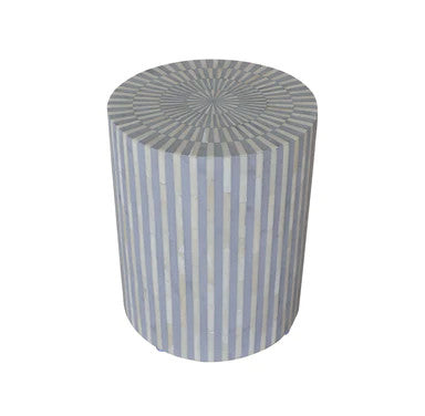 Bone Inlay Side Table :Stripe : Grey