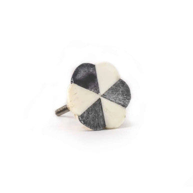 Bone Dresser Knob : Floral : Grey