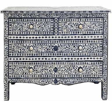 Dyed Bone Inlay Sideboard : Floral : Blue
