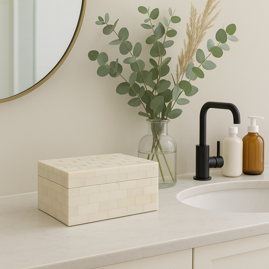 Bone Inlay Rectangular Box : Interlace : Natural