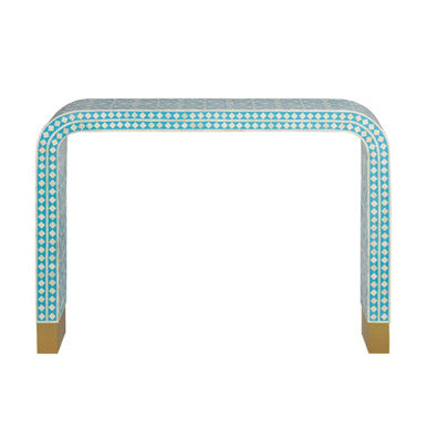 Bone Inlay Waterfall Console : Zelliges : Blue