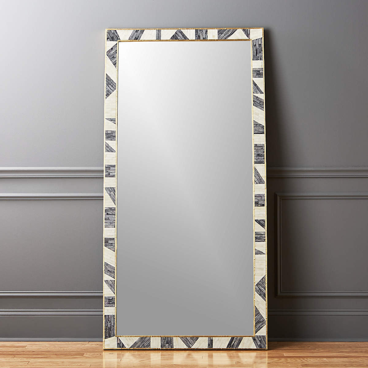 Bone Inlay Floor Mirror : Two-Tone Bone Inlay Floor Mirror : Two-Tone