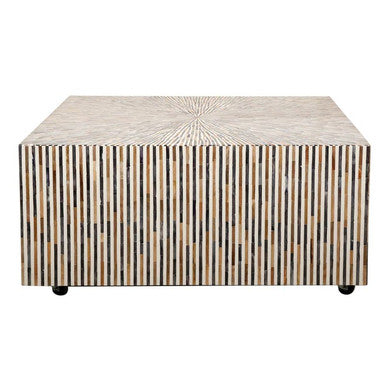 Bone & Timber Inlay Square Coffee Table (with castors)