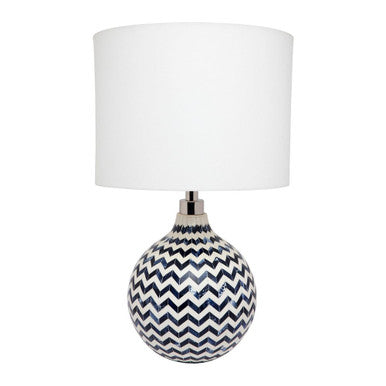 Bone Inlay Table Lamp : Zig Zag : Blue