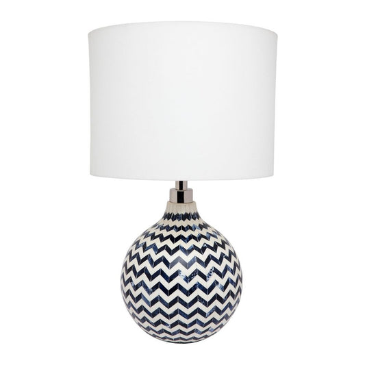 Bone Inlay Table Lamp : Zig Zag : Blue