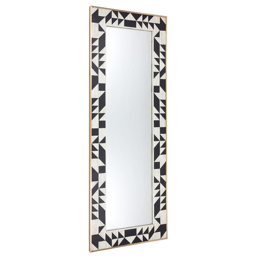 Bone Inlay Floor Mirror : Arrows : Black & White Bone Inlay Floor Mirror : Arrows : Black & White