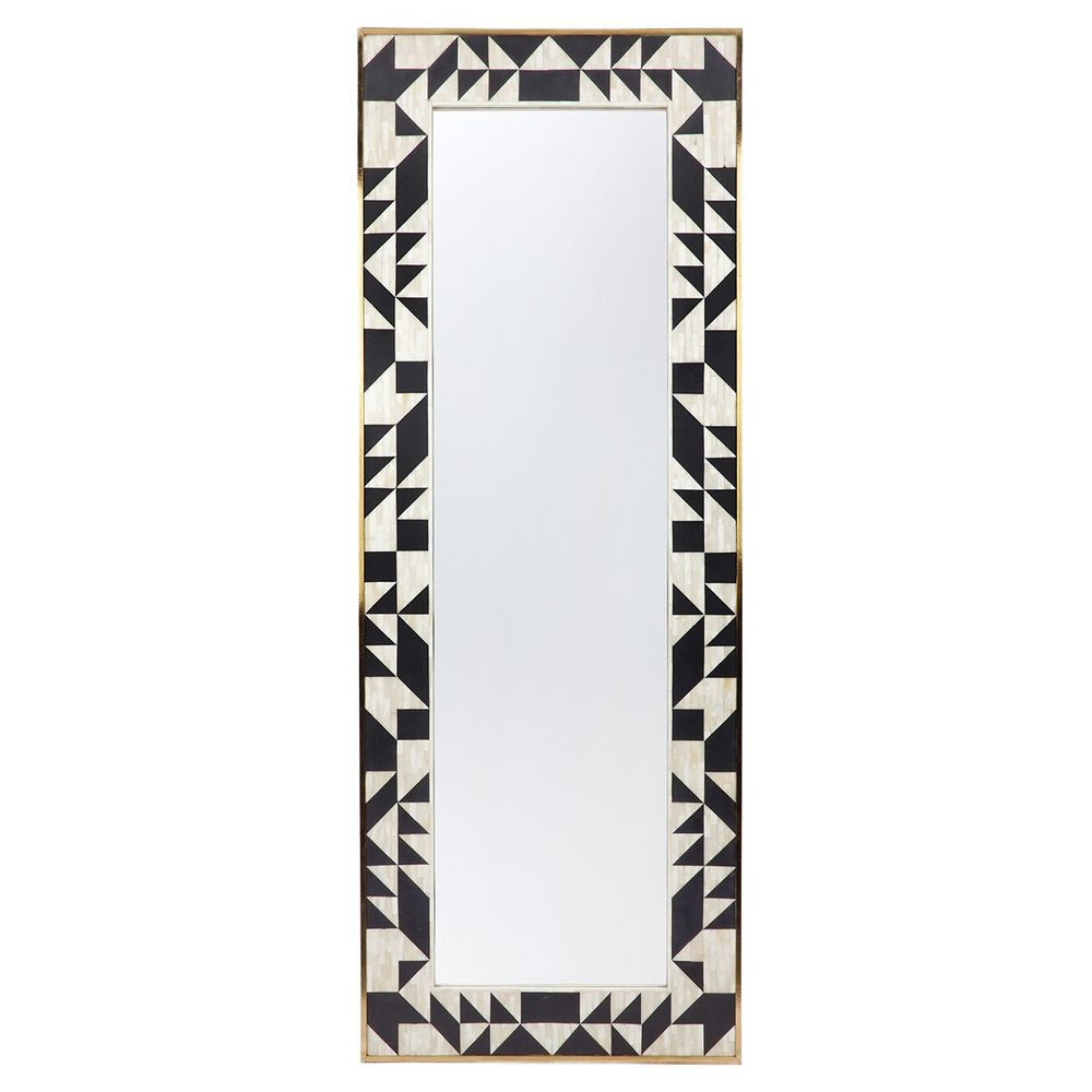 Bone Inlay Floor Mirror : Arrows : Black & White Bone Inlay Floor Mirror : Arrows : Black & White