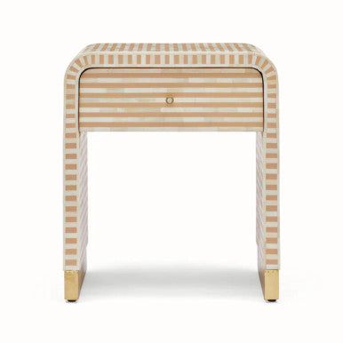 Bone Inlay Bedside Table : Stripe : Apricot