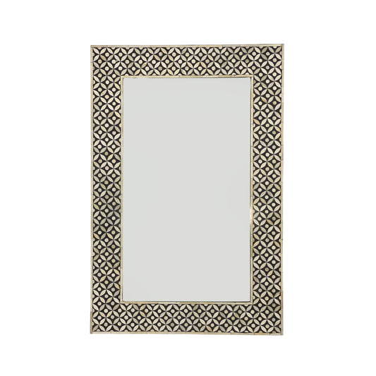 Bone Inlay Rectangle Mirror : Starburst : Black