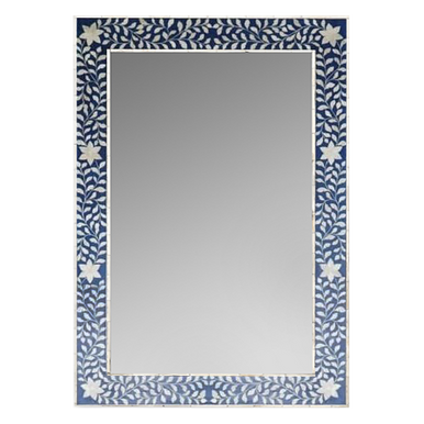 Bone Inlay Rectangular Mirror : Indigo