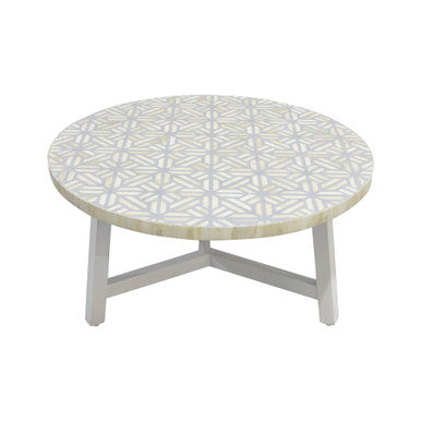 Bone Inlay Round Coffee Table : Abstract : Grey