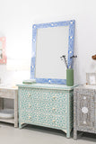 Bone Inlay Rectangular Mirror : Floral : Blue Bone Inlay Rectangular Mirror : Floral : Blue