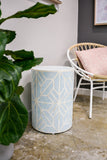 Bone Inlay Side Table : Abstract : Blue Bone Inlay Side Table : Abstract : Blue