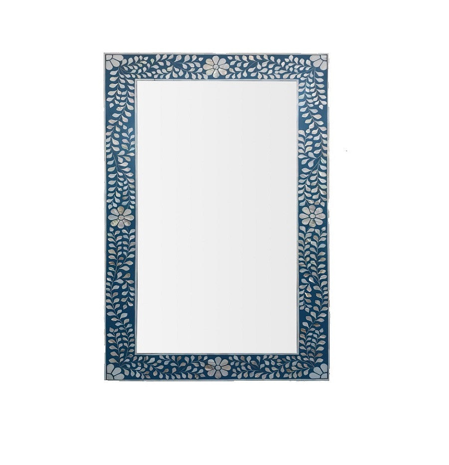 Bone Inlay Rectangular Mirror : Indigo Bone Inlay Rectangular Mirror : Indigo