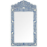 Bone Inlay Crested Mirror : Floral : Blue Bone Inlay Crested Mirror : Floral : Blue