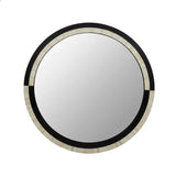 Bone Inlay Round Mirror : Black & White Bone Inlay Round Mirror : Black & White