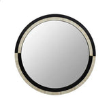 Bone Inlay Round Mirror : Black & White Bone Inlay Round Mirror : Black & White