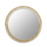 Bone Inlay Round Mirror : Natural & White Bone Inlay Round Mirror : Natural & White